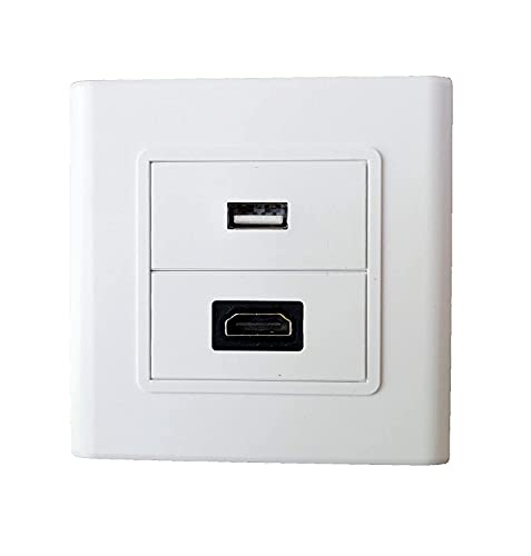Image of HDMI /USB Multimedia Modular Wall Socket Face Plate Socket Plug Jack Cable or Adapter for Home /Office. (HDMI /USB)