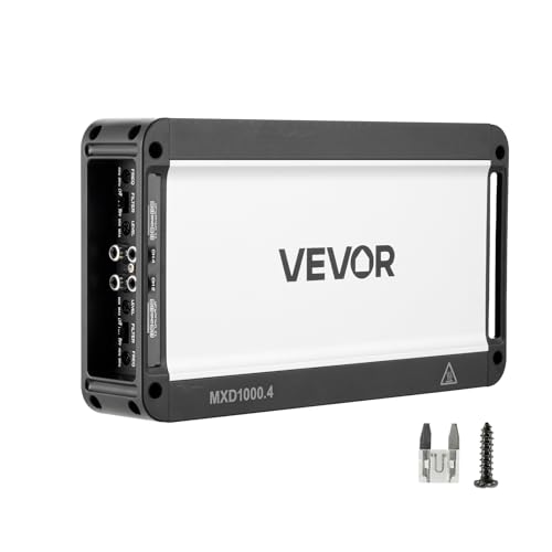 VEVOR Amplificateur Audio Voiture, Ampli de Puissance à 4 Canaux Pontables pour Subwoofer, Classe D à Gamme Complète, Amplificateur Multicanal Stéréo Max. 4x500 W sous 4 ohms/4x1000 W sous 2 ohms