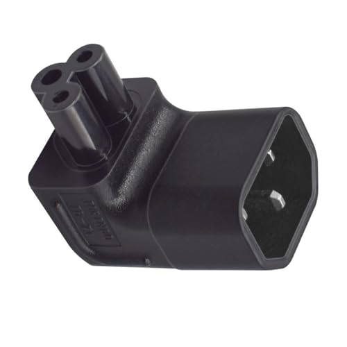 Adaptateur C14 mâle vers C5 femelle coudé 90 pour rallonge alimentation PC et écran