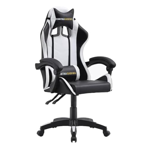 Mahmayi Contra Gaming HYG01 High-Back Gaming Chair with Lumbar Support, Premium PU Leatherette, Ergonomic Design, Tilt Tension Adjustment Gaming Chair - Black and White