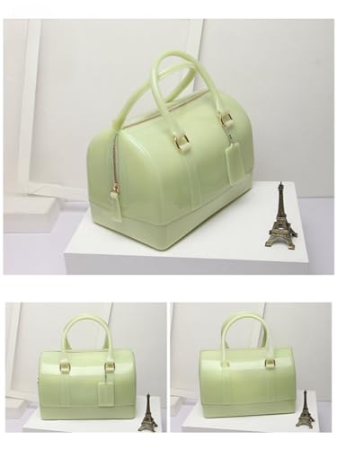 Image of Ladies Summer Jelly Pillow-shaped Top Handle Handbag Candy Color Transparent Crystal Purse