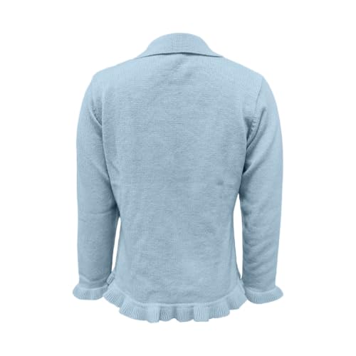 GOSEAGOTOFUN Womens Cardigan Sweaters Casual Ruffle Trim Lapel Neck Sweater Long Sleeve Open Front Knit Cardigan Fall Outfit Blue Small - image 4