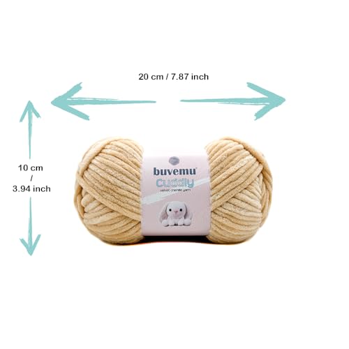 Image of Cuddly Velvet Chenille Yarn, Super Soft Fluffy Bulky for Knitting Crocheting Crafting Blanket Amigurumi, Durable for Shedding, 100 Gram (3.53 Ounces) 109 Yards (100 Meters) (Beige)