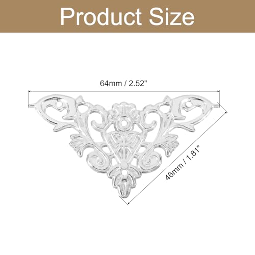 Image of uxcell Metal Corner Protector, Furniture Decorative Edge Cover, Album Corner Protectors Covers for Box Wooden Case Table Desk, 8 Pcs, 46mm White