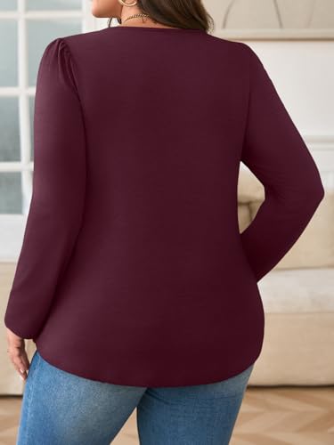 WYNNQUE Women's Plus Size Tops Long Sleeve Shirts Fall Outfits 2025 Trendy Pleated Blouses Dressy Casual Tops Clothes4