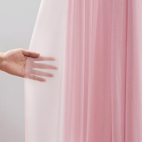 Image of Wedding Arch Draping Fabric, 2 Panels 30 inch x 20Ft Dusty Rose Sheer Curtain Drapes Extra Wide & Long Backdrop Curtains for Bridal Shower Backdrop Outdoor Party Arches Church Ceremony Decoration