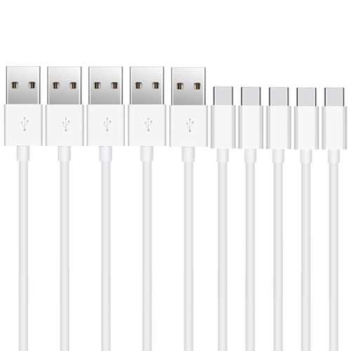 USB Type C ケーブル 2m 5本セット LpoieJun【3A急速充電 /480Mbps 高速データ転送】 USB-A to C タイプc 充電ケーブル 高耐久TPE素材 56KΩレジスタ実装 スマートフォン/タブレット/ゲーム機 等 USB-C機器対応 (ホワイト)