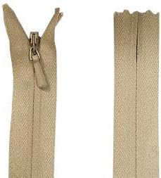 Invisible Zip Concealed Zipper Tape Closed End Premium Quality Zipper for Dresses, Skirts, Pillows or Sewing Craft 7" 8" 9" 12" Assorted Colors (Beige 9 Inch)