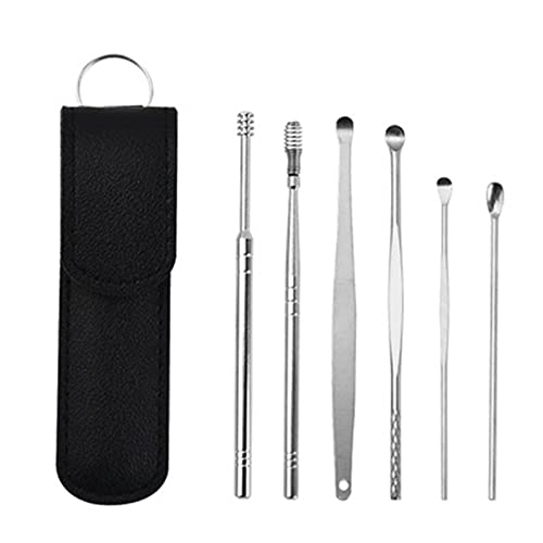 Innovative Spring Earwax Cleaner Tool Set - Spiral Design Stainless Steel Ear Picks, Ear Cleansing Tool Set, Ear Curette Cleaner, Ear Wax Removal Kit with Storage Box (C2) (A1)