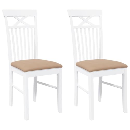 vidaXL Sillas de Comedor con Cojines 2uds Madera Maciza Blanco Caucho