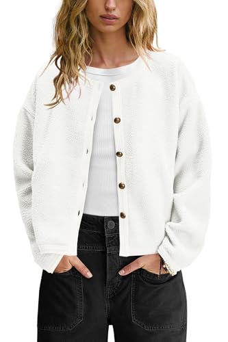 Image of Yanekop Womens Sherpa Jacket Button Down Fleece Winter Coat Fuzzy Jackets Chunky Cardigan Sweaters Open Knit Sweater
