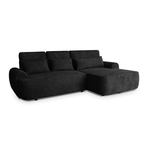 Robin Inspire Sofá esquinero con función cama y compartimento contenedor en forma de L autónomo derecho Aldo negro 266 x 160 x 87 cm
