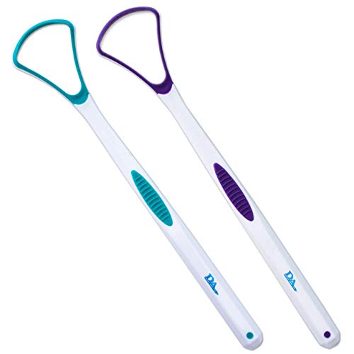 Limpiador lingual ~ Cabezal de silicona suave y suave (juego de 2) (morado y verde)