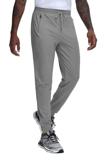 JWM Regular/Tall Mens Athletic Joggers Lightweight Workout Running Gym Training Pants Tapered Sweatpant with 3 Zipper Pockets