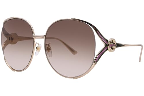 GUCCI GG0225S Gafas, Gold-Gold-Brown, 63 para Mujer