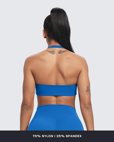Image of Aoxjox Women's Workout Sports Bras Fitness Taylor Scrunch Halter Bra Yoga Crop Tank