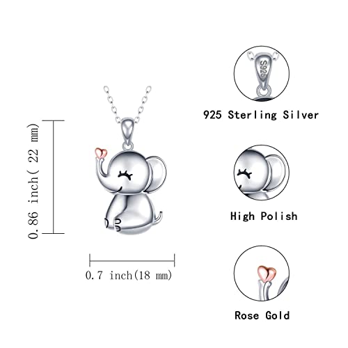 MANBU Sterling Silver Cute Elephant Necklace Good Luck Animal Pendant Wildlife Holiday Jewelry Gift for Elephant Lovers 5