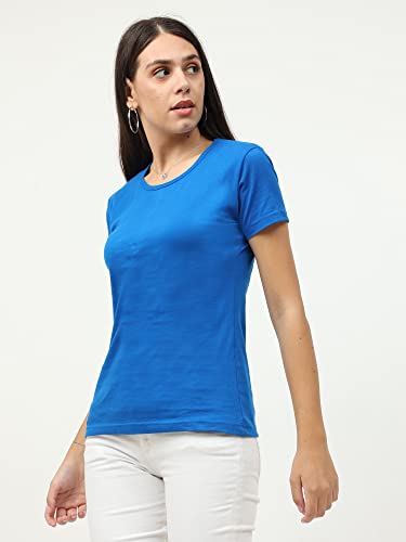 Image of FLEXIMAA Women's Cotton Plain Round Neck Half Sleeve T-Shirt