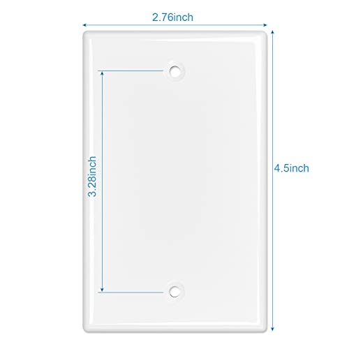 Image of iwillink Blank Device Wall Plate 25-Pack, Electrical Covers for Unused Outlets and Switches, Standard Size Single Gang, 4.50 inch x 2.76 inch, Glossy White
