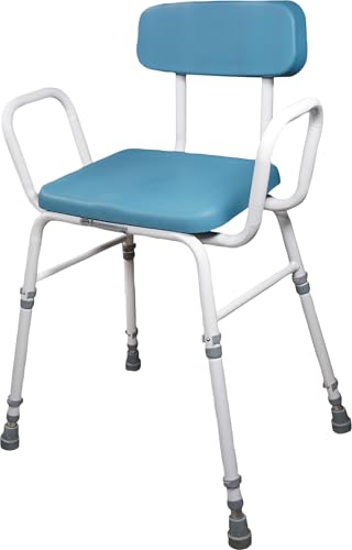 Aidapt Multi-Use Perching Stool.4 in 1 Configuration Comfy Padded Seat&Back Height Adjustable Push Pin Assembly Supplied Flat Packed No Tools Needed Mobility Disability Elderly Surgery Recovery
