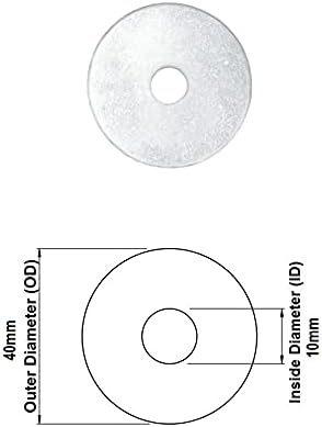 TERF® 20 Pcs Zinc Plated Steel M10 / 10mm X 40mm Flat Repairs Penny Washers Mudguard Fender Washer 10mm Hole and 40mm Out Side Large Diameter - Image 3