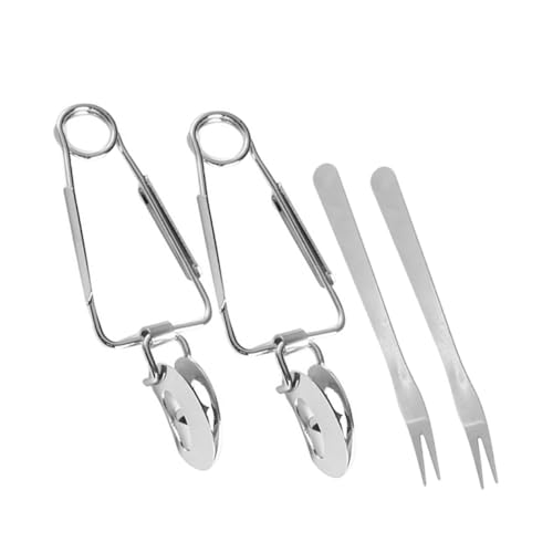 Amosfun 2sets Stainless Steel Clip Snail Baking Tongs Forks for Home Restaurant Kitchen Cooking Tool