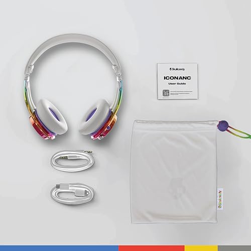 Image of Skullcandy Icon ANC Wireless On-Ear Bluetooth Headphones, Active Noise Cancelling, Up to 60 Hours Battery, Sweat Water Resistant, Foldable and Durable, Microphone - All Love