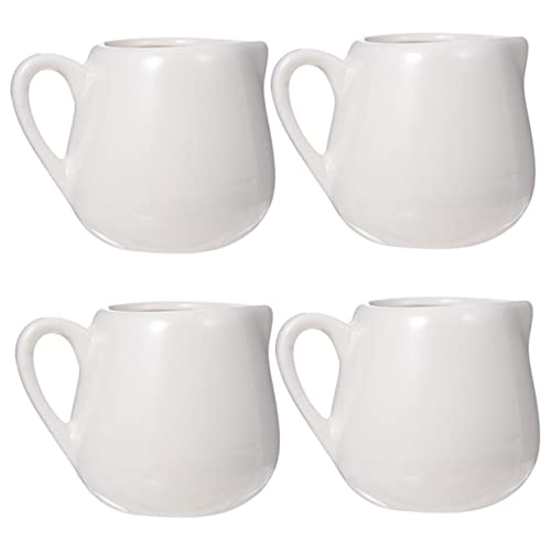 Unomor 4-pc Set Ceramic Sauce Jugs Creamer Handle Delicate Mini Milk Cups for Kitchen Storage