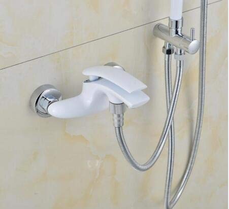 Robinet de bain et douche mural noir et chrome avec colonne de douche à effet pluie H