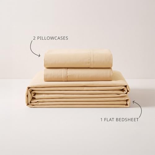 Image of LANE LINEN 100% Organic Cotton Bedsheet for Double Bed King Size - Linen | GOTS Certified, Percale Weave, 108x108 inches, Soft & Breathable, Machine Washable, Includes 2 Pillow Covers