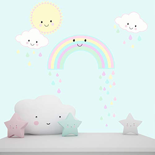 Girls Wall Decals Rainbow Baby Nursery Room Vinyl Wall Art Room Stickers Kids Room Mural Toddler Girls Boys Bedroom Decoration (Kawaii Rainbow) #TOP5