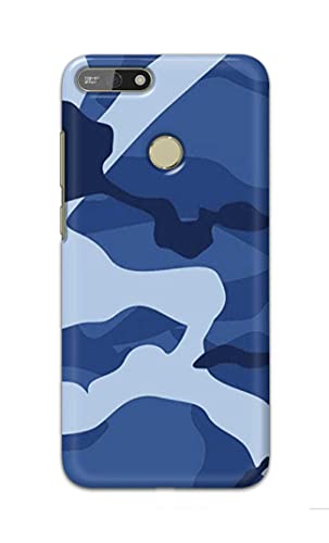 Image of Printed Hard Back Cover Case for Honor 7A | Honor 7A Pro Back Cover (Army Blue Pattern) -1302