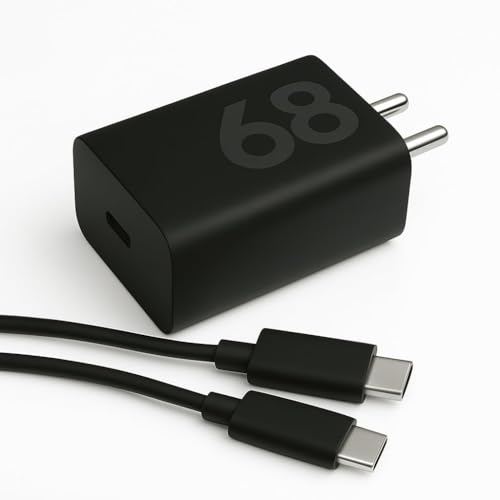 Image of Motorola 68W Gan Turbo Power Fast C-Type Charger for Motorola Edge 60 Fusion /Edge 50 Fusion /Edge 50 Ultra /50 Pro /Razr 50 Ultra /Moto G45 /G54 /G64 /Moto E40 /Moto G35 & Support Other USB C Device, Black