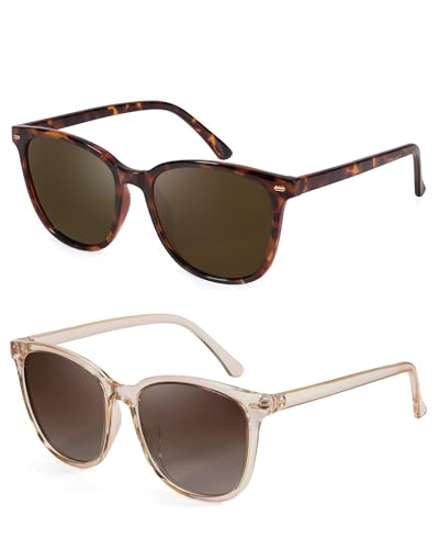 Image of 2 Packs Sunglasses for Women Polarized UV400 Protection Lens Big Frame Fashion Glasses Trendy Stylish Shade