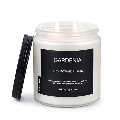 Gardenia Home Scented Candles 13oz Organic Soy Wax 76-Hour Clean Burning Natural Candles Non Toxic White Floral Scent for Relaxation Aromatherapy Housewarming Candle for Men Women