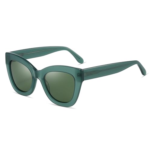 ZENOTTIC Gafas De Sol Polarizadas Modernas Para Mujer: Gafas Retro Estilo Cateye - Gafas De Sol Diseñadas Para Mujeres Con Protección UV400 Verde Cristal