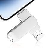 HESHS Flash Drive for iPhone 256GB, 4 in1USB Type C Memory Stick, Photo Stick External Storage Thumb Drive for iPhone iPad Android and Computer, Silver