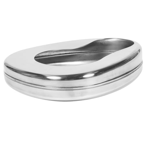 GANAZONO Stainless Steel Bedpan for Bedridden Elderly with Portable Urinal Function, Medical-grade Bed Pan Suitable for Patient Care and Hospital Use