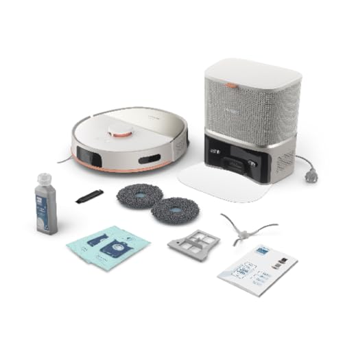 Philips Homerun 5000 Series Saug- & Wischroboter, Doppelter Wischmopp, 10.000Pa Saugkraft, Auto-Entleerungsstation mit S-Bag&reg;, Laser-Linien-Navigation, Teppich-Boost, Homerun App (XU5100/20)
