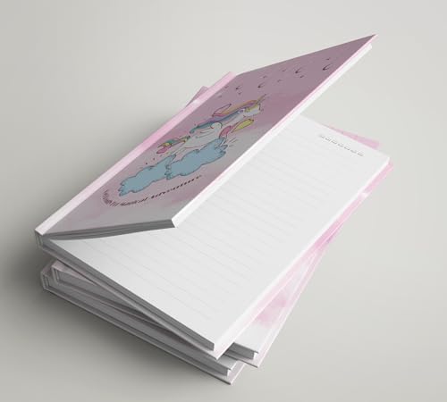 Image of AccuPrints wiro Hard bound Size -A5 (6 by 9 inch) Notebook Diary Ruled 200 pages-Notebook Diary Parent (Pink Unicorn Hard)