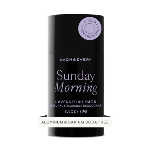 Each &amp; Every Aluminum Free Deodorant for Women &amp; Men - All Natural Deodorant for Sensitive Skin, EWG Verified - Clean, Baking Soda-Free, Plant-Based Fragrance, Lavender, 2.5oz