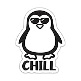 Chill Penguin Vinyl Decal Sticker – Versatile for Cars, Trucks, Windows, Bumpers, Walls, and Laptops – 5 Inches – Black Design withWhite Background – KCD3453B