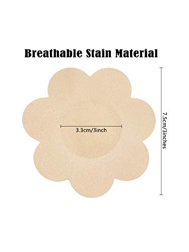 Satinior 100 Pairs Nipple Covers Breast Pasties Petals Self-Adhesive Disposable Bras (Skin Color) #TOP4
