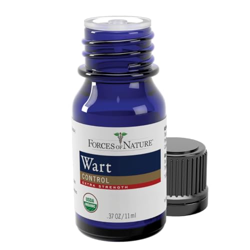 Forces of Nature Wart Control Extra Strength, Organic Homeopathic Medicine for Gentle Removal of Plantar Warts on Feet and Hands, Natural Ingredients, Tea Tree, Northern White Cedar, 0.37 FL 0Z