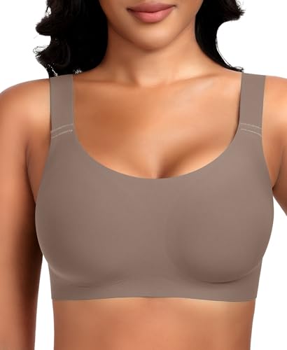 Image of Wireless Jelly Seamless Bras for Women No Underwire Tshirt Full Coverage Padded Bra Comfortable Everyday Bralettes