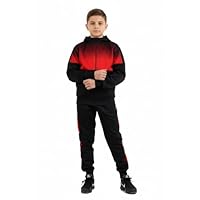Boy's Tracksuit Hoody & Jogger Set Poly (UK, Age, 9 Years, 10 Years, Regular, SW-Black/Red)