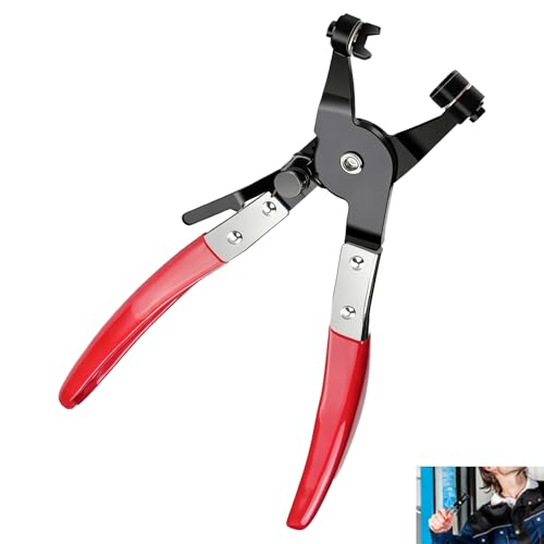 Hose Clamp Pliers Heavy Duty Wire Hose Pliers for Auto Repairing Adjustable Cross Slotted Jaw Plier with Anti Slip Handle Car Hose Clamp for Car Water Pipe Ring-Type & Swivel Flat-Band Clamps (Red)