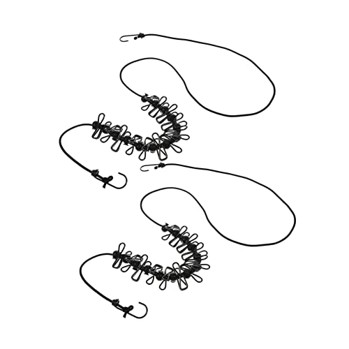 Zerodeko 2Pcs Travel Clothesline with Windproof Clips Portable Outdoor Drying Rope for Camping Hiking and Indoor Use Lightweight and Easy to Store Black