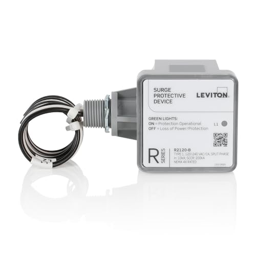 Image of Leviton Type 1 Surge Protective Panel, Residential Home Surge Protection, 120 /240 VAC, Split Phase, 36kA per Phase, R2120-B SPD (Pack of 3)