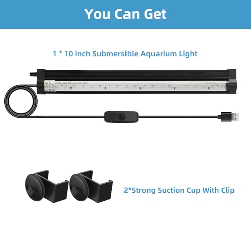 Image of DaToo Submersible Aquarium Light 10Inch Fish Tank Light Bubbler Wall with Air Bubble Hole IP68 Waterproof Color Changing Led Light for Freshwater and Saltwater Aquariums Fish Tanks